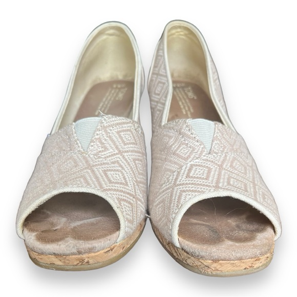 Toms Stella Open Toe Wedges in Natural Yarn Dye Diamond Pattern - Picture 8 of 12